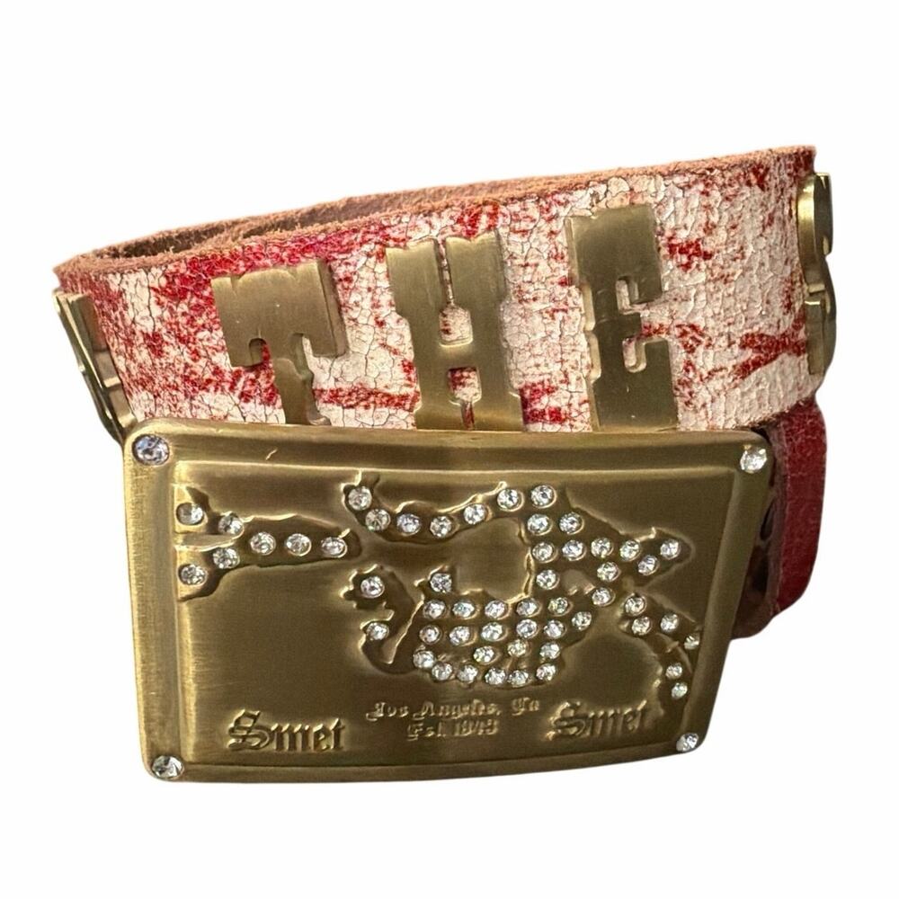 Christian Audiger Smet Belts small red and white leather born on the streets